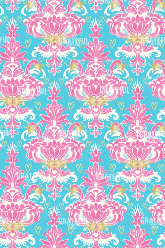 Pink Blue Damask 2