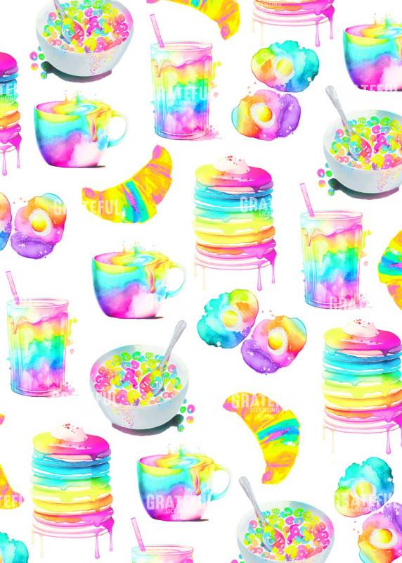 Rainbow Watercolor Breakfast