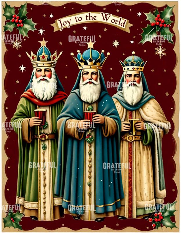 Vintage Style Three Kings in Red