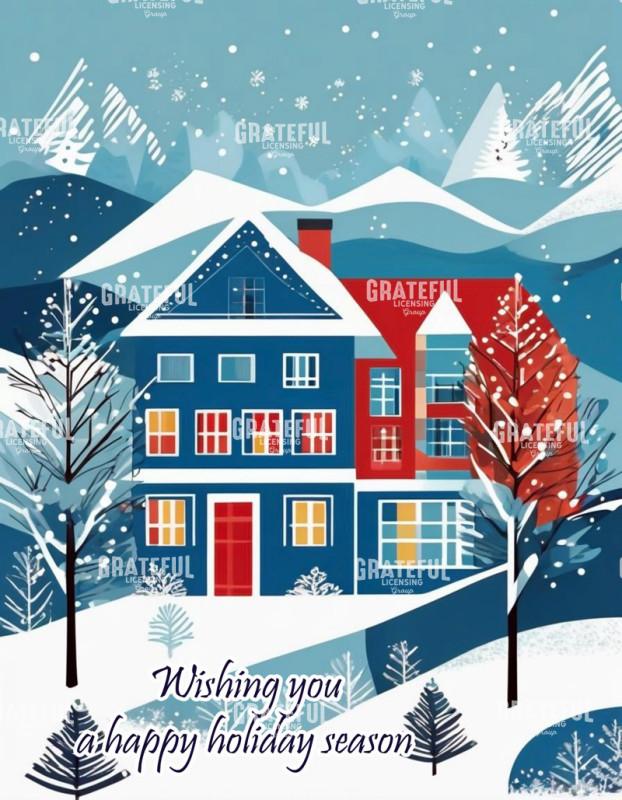 Blue and Red Winter House