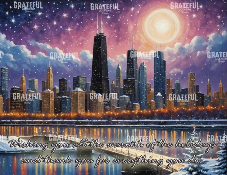 Snowy Fantasy Chicago Skyline