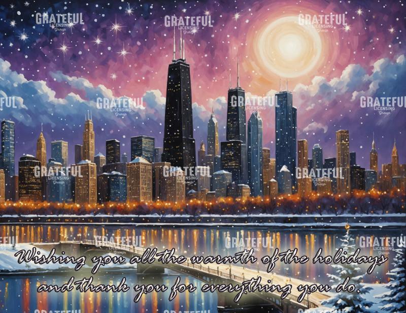 Snowy Fantasy Chicago Skyline