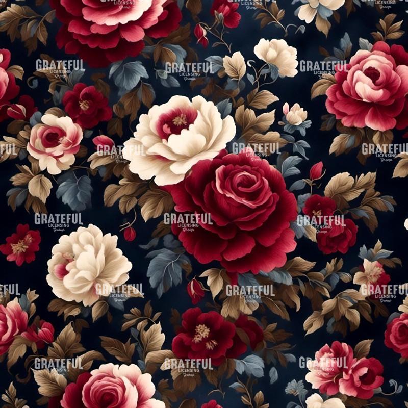 Traditional Floral in Red and Blue