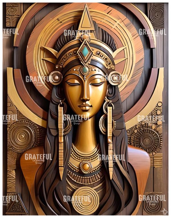 Wooden Mosaic Goddess