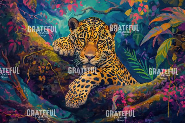 Jaguar Lounging Neon Jungle