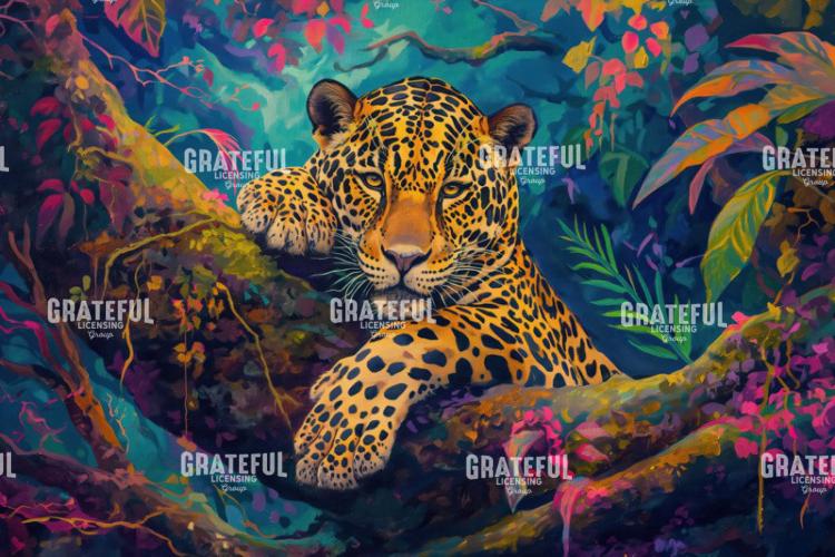 Jaguar Lounging Neon Jungle