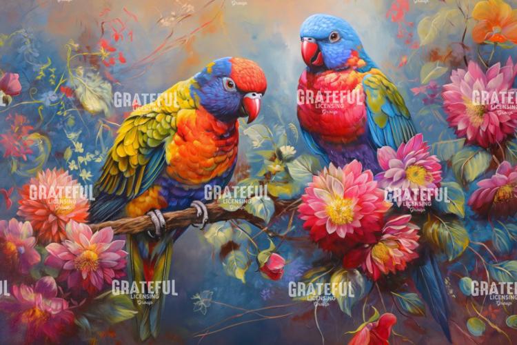 Parrots and Flowers