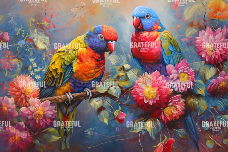 Parrots and Flowers