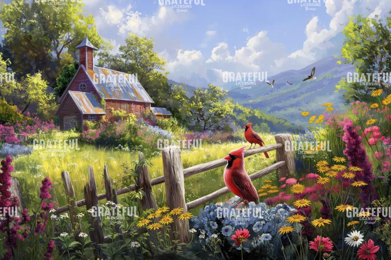 Cardinals in the Garden