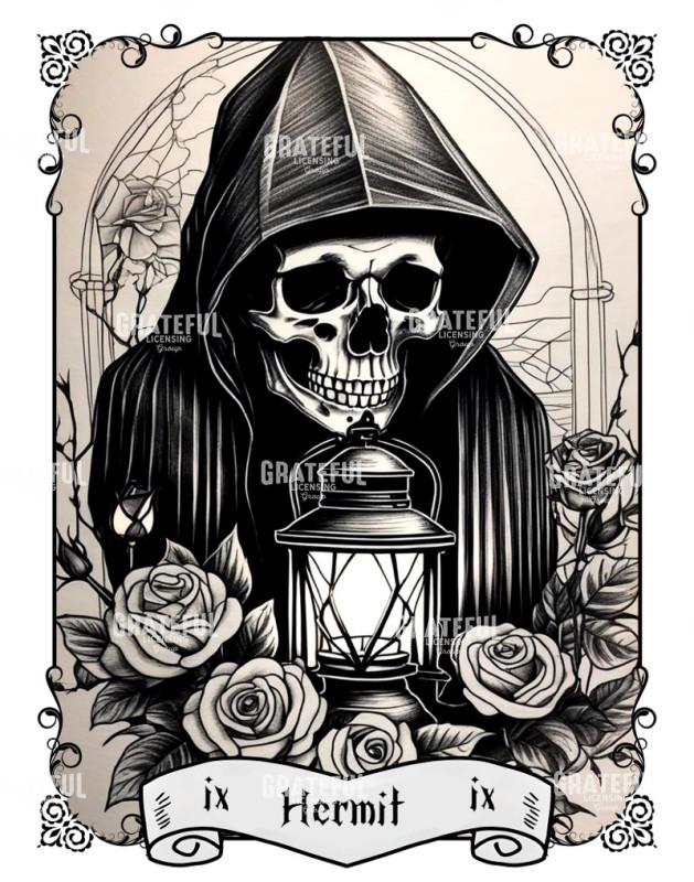 Skull and Roses Tarot Hermit