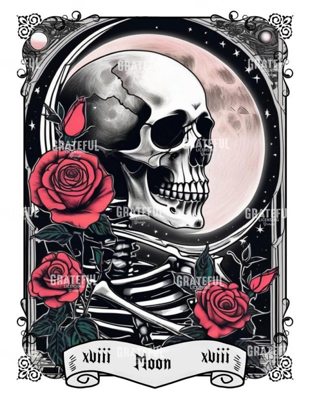 Skull and Roses Tarot Moon