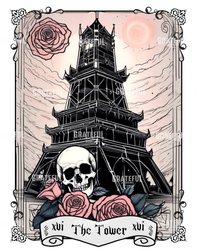 Skull and Roses Tarot The Tower