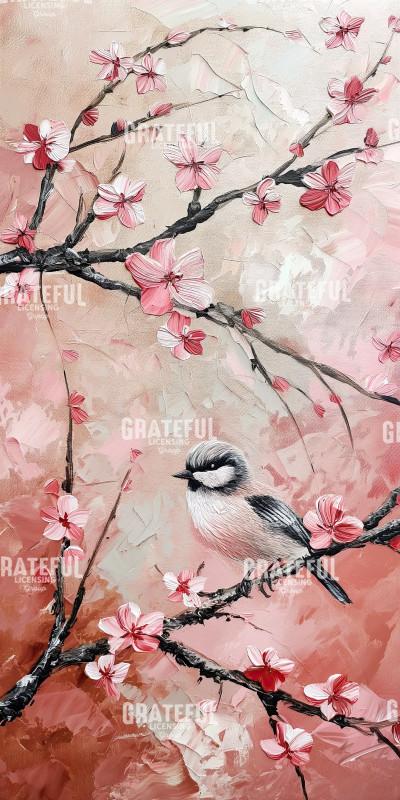 Cherry Blossom Birds Triplet 2