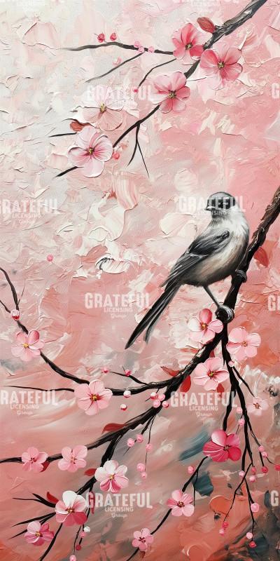Cherry Blossom Birds Triplet 3
