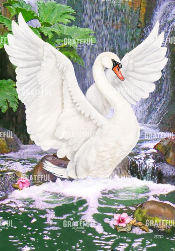 Swan At Waterfall