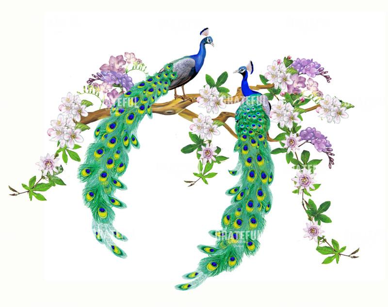 Two Peacocks In Tree