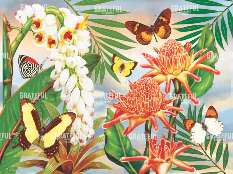Rainforest Butterflies With Torch Ginger