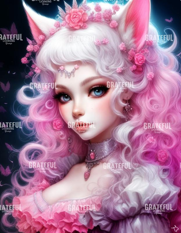 Blue Eyes Kitsune Girl