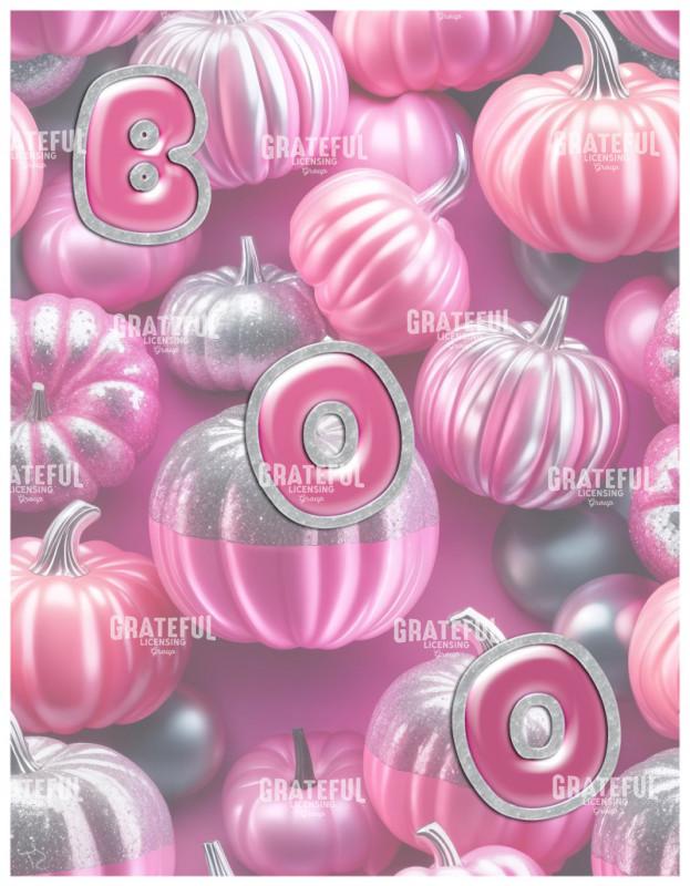 Modern Boo Pumpkins in Pink and Silver