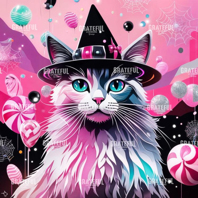 Halloween Witch Cat Pop Art
