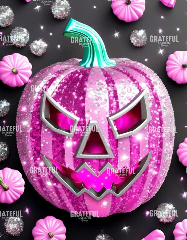 Pink Disco Glitter Jack O Lantern