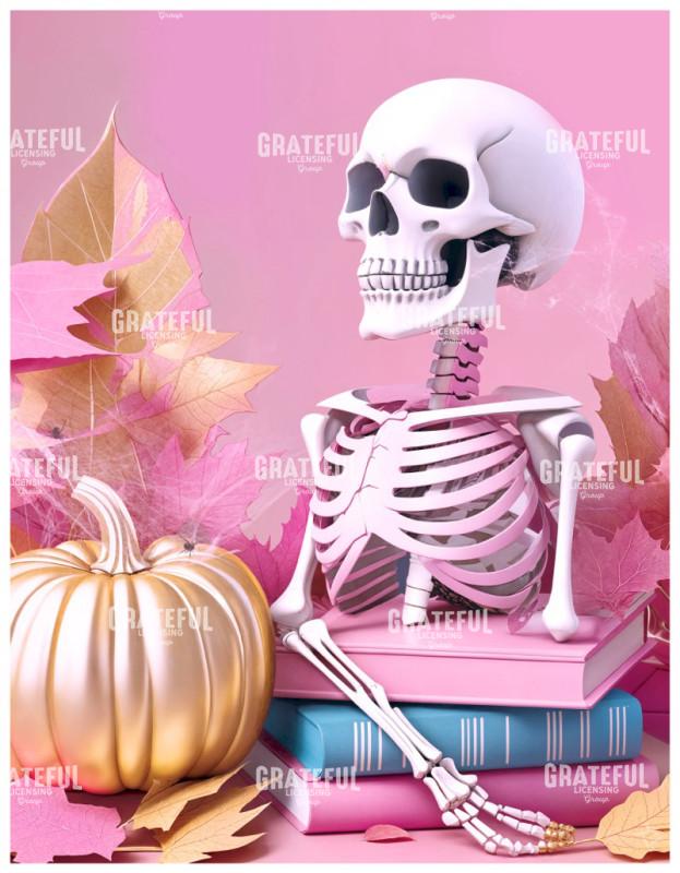 Skeleton with Golden Pumpkin