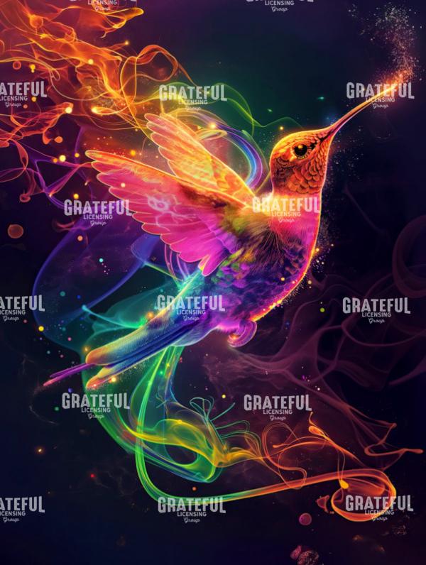 Humming Bird, Neon Smoke and Swirls 1