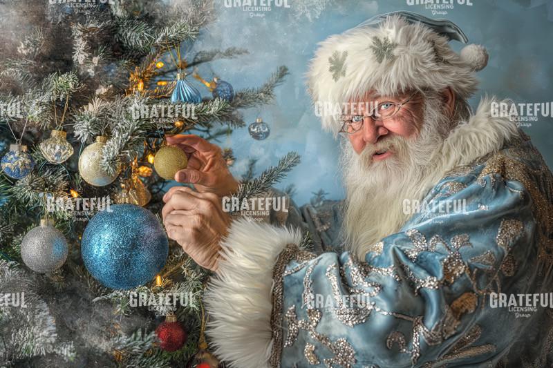 Blue and Silver Santa Decorating