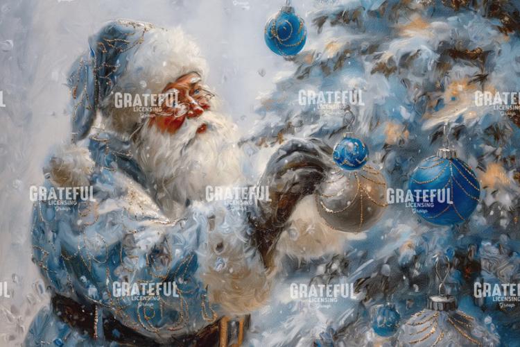 Santa Hanging Decorations in Blue and Silver