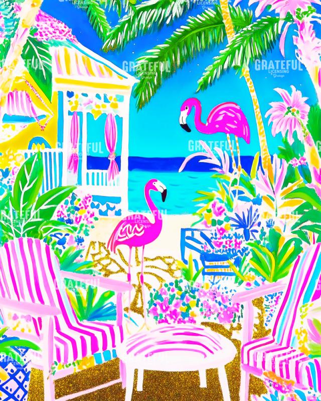 Flamingo Tropical Watercolor