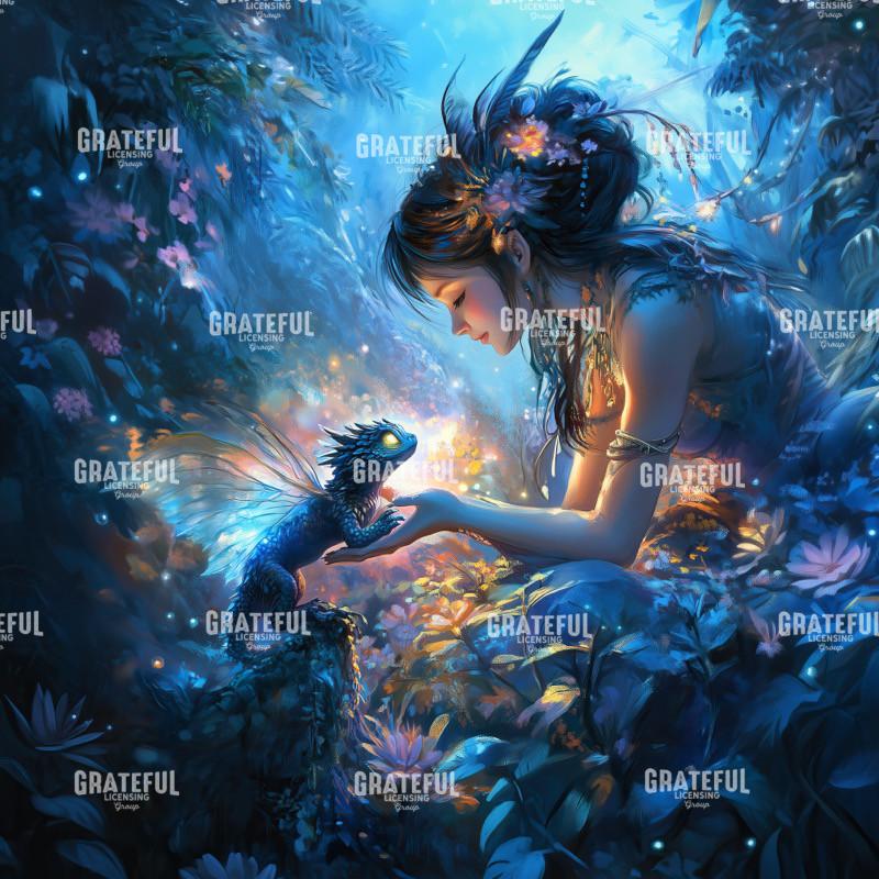 Fantasy Forest Ranger and Dragon