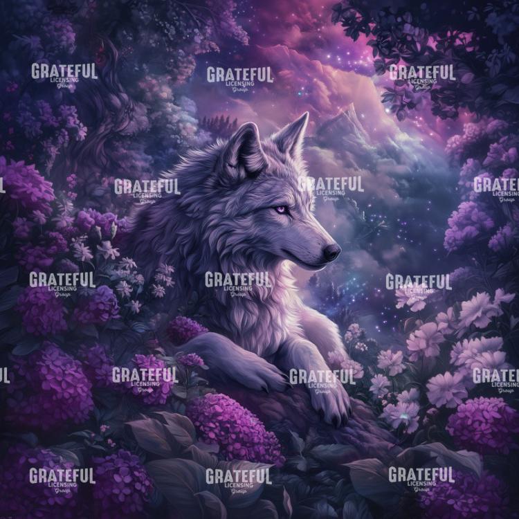 Fantasy Wolf in Flowers