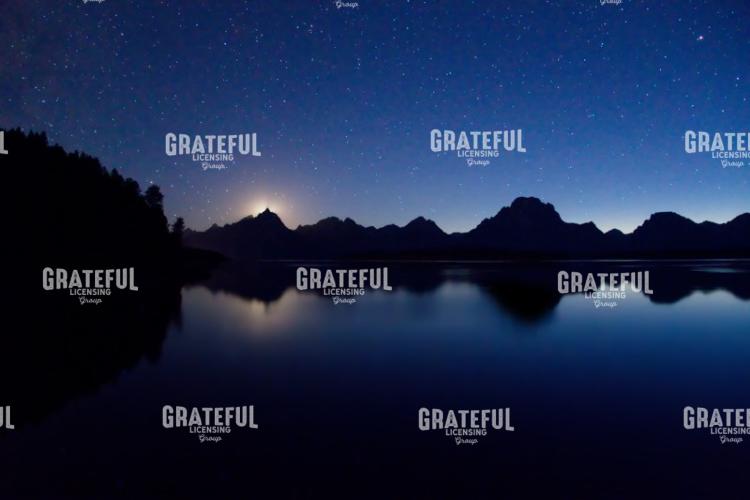 Teton Moonset Over Jackson Lake