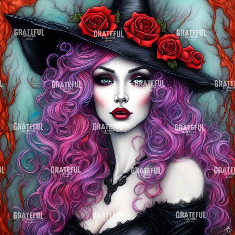 Halloween Witch with Roses