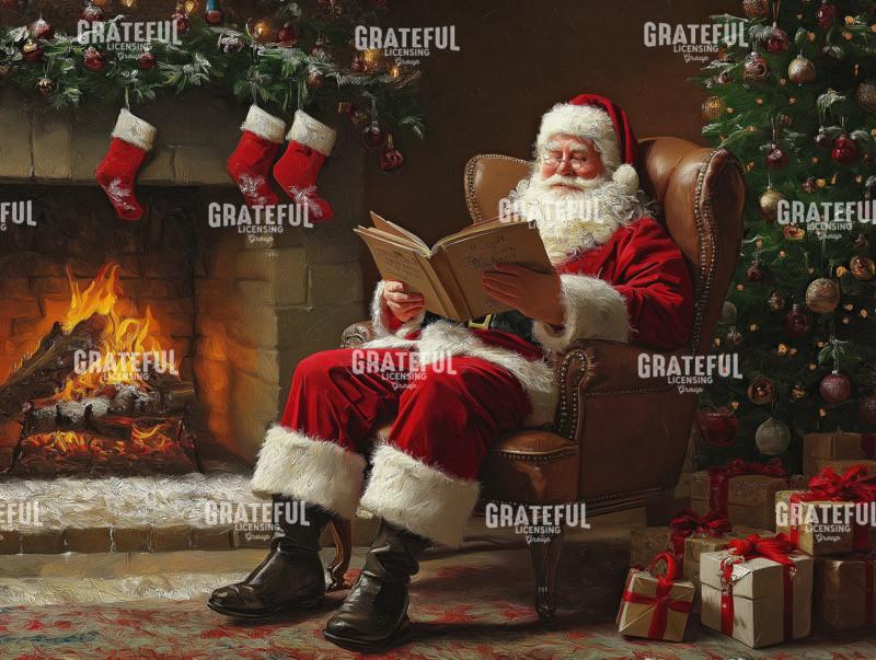 Santa Reading by the Fire