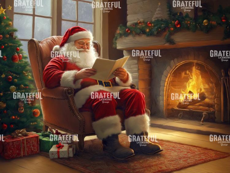 Santa By The Roaring Fire