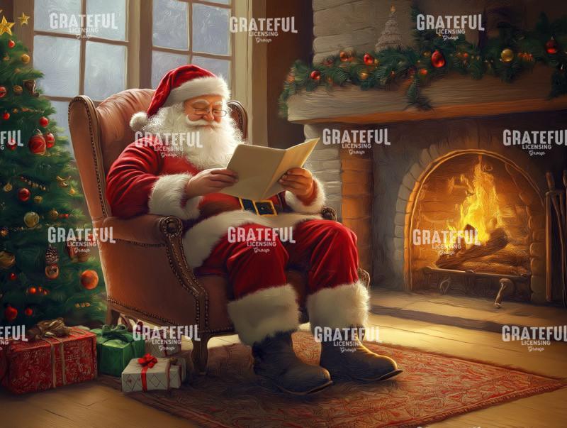 Santa By The Roaring Fire