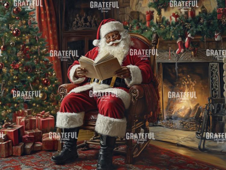 Jolly Santa Reading By The Fire