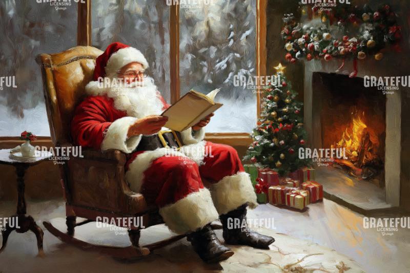 Santa Reading In His Rocking Chair