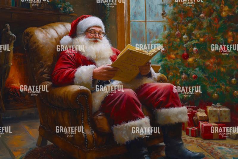 Santa Reading by the Tree