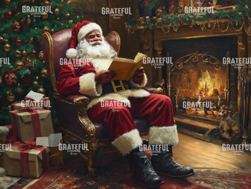 Santa Reading By The Fire