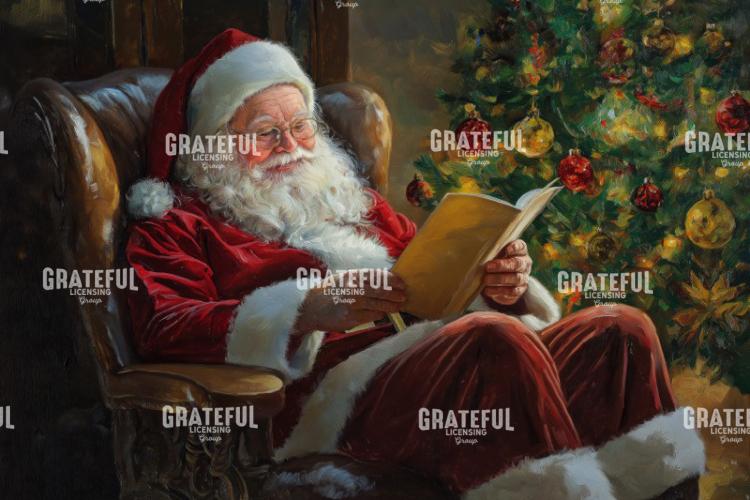 Santa Reading In His Chair