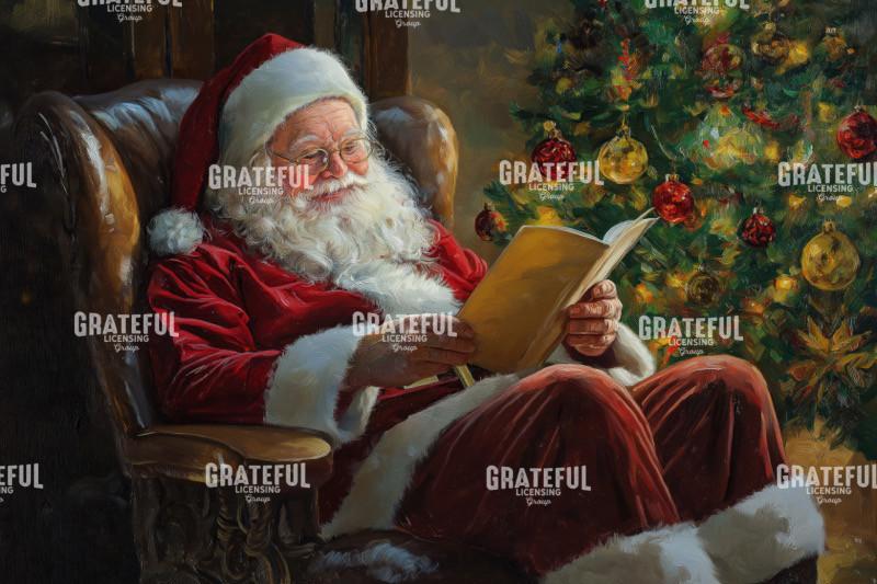 Santa Reading In His Chair