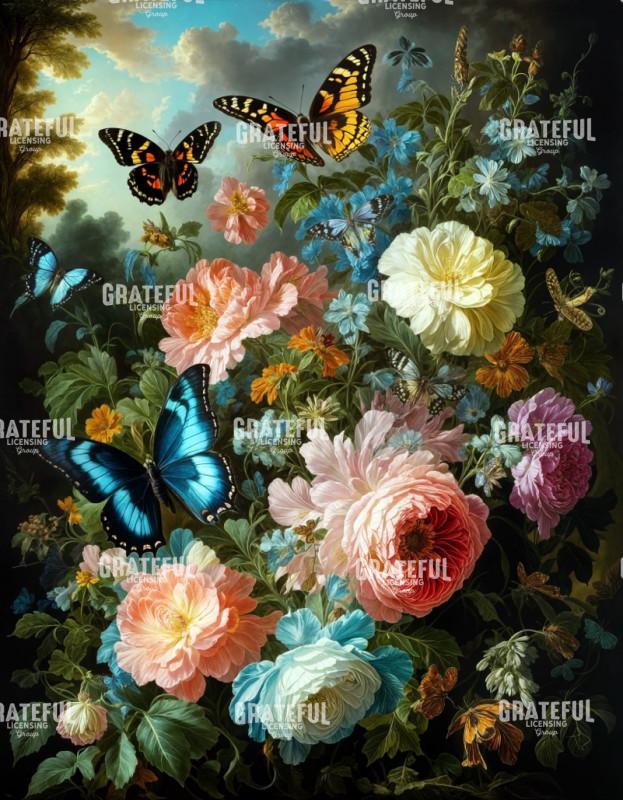 Vintage Butterlies and Roses