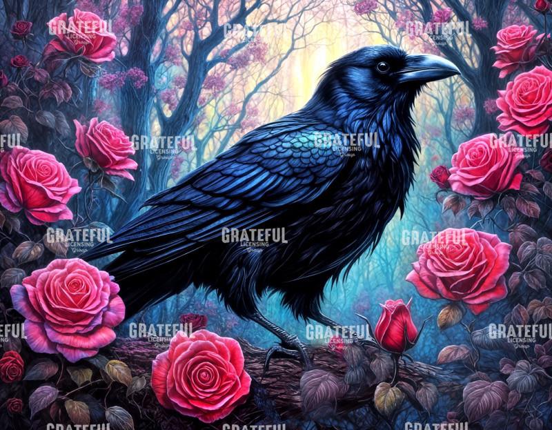 Raven with Roses
