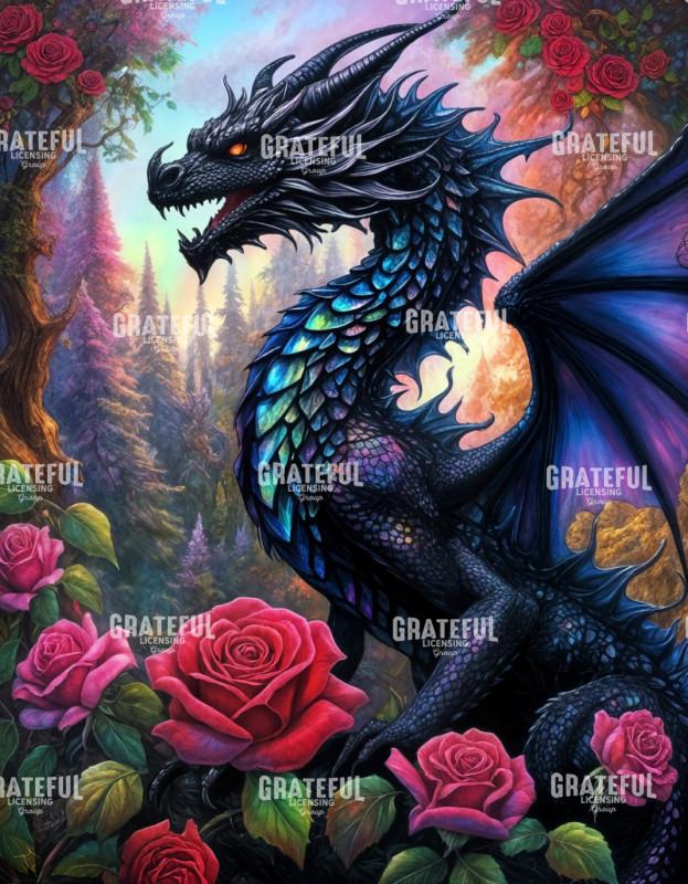 Black Crystal Dragon with Roses