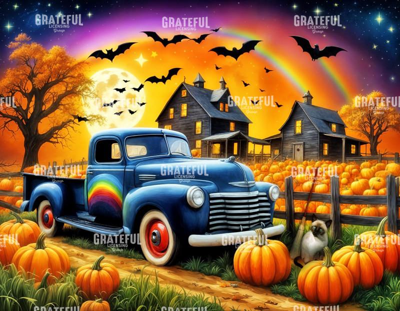 Rainbow Truck with Cat