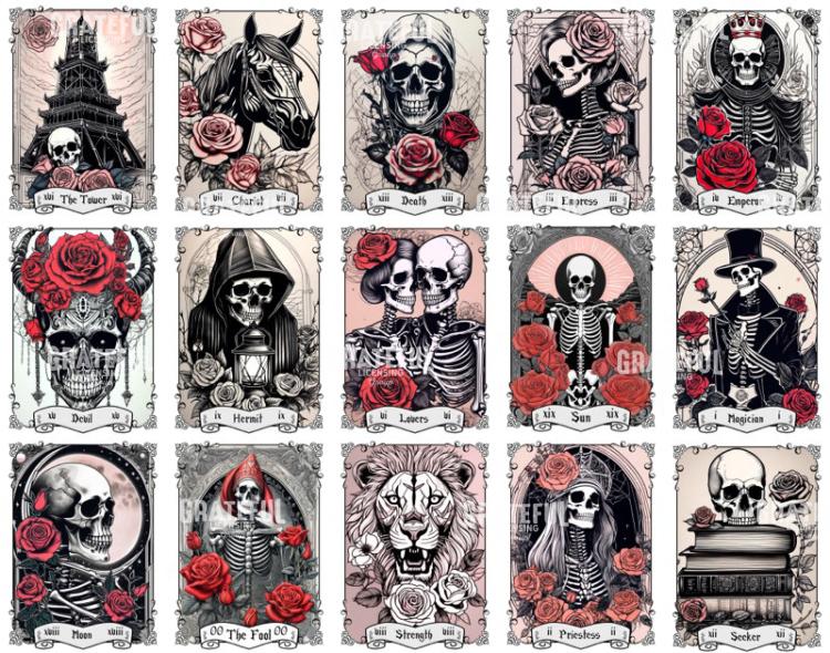 Skull and Roses Tarot Poster Art
