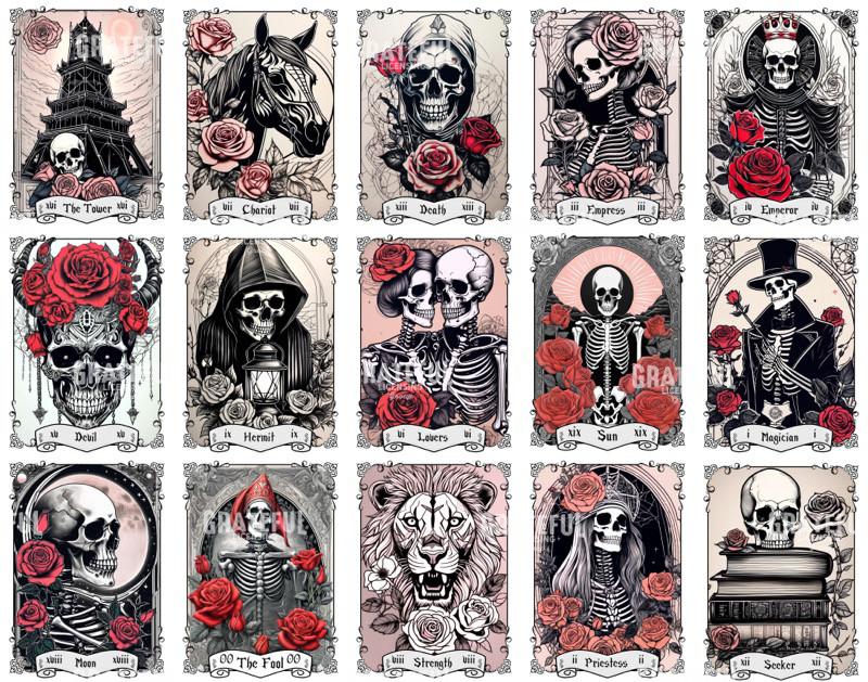 Skull and Roses Tarot Poster Art