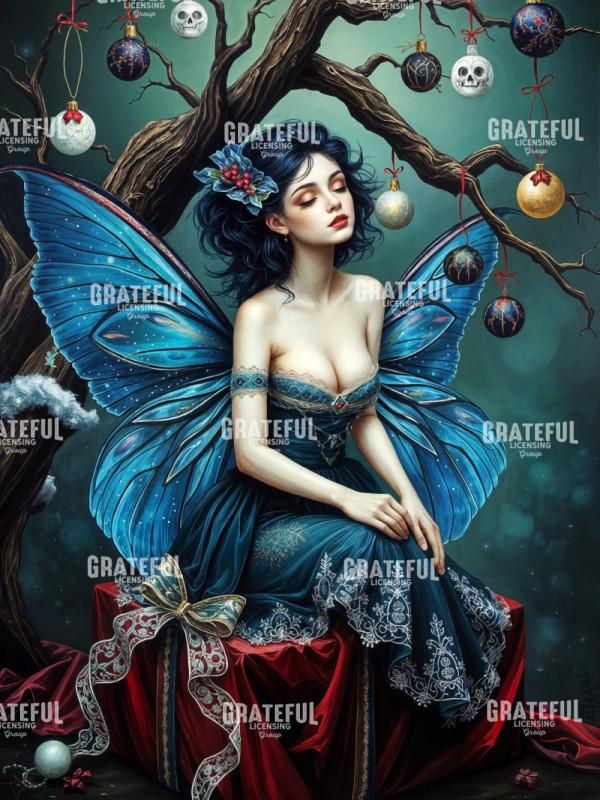 Blue Christmas Fairy With Ornaments